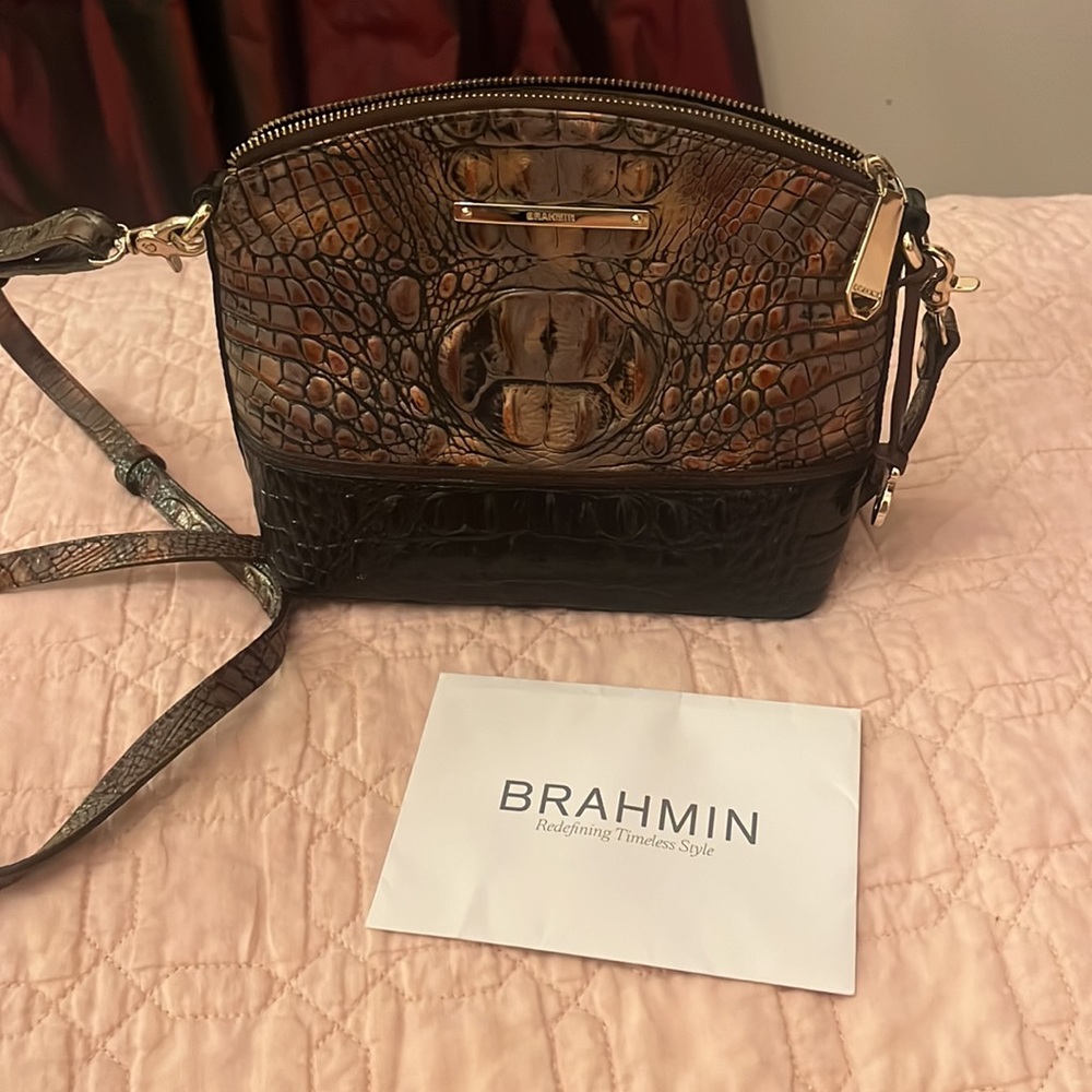 Brahmin Mini Duxbury Fall Tortoise Crossbody, Worn A … Gem